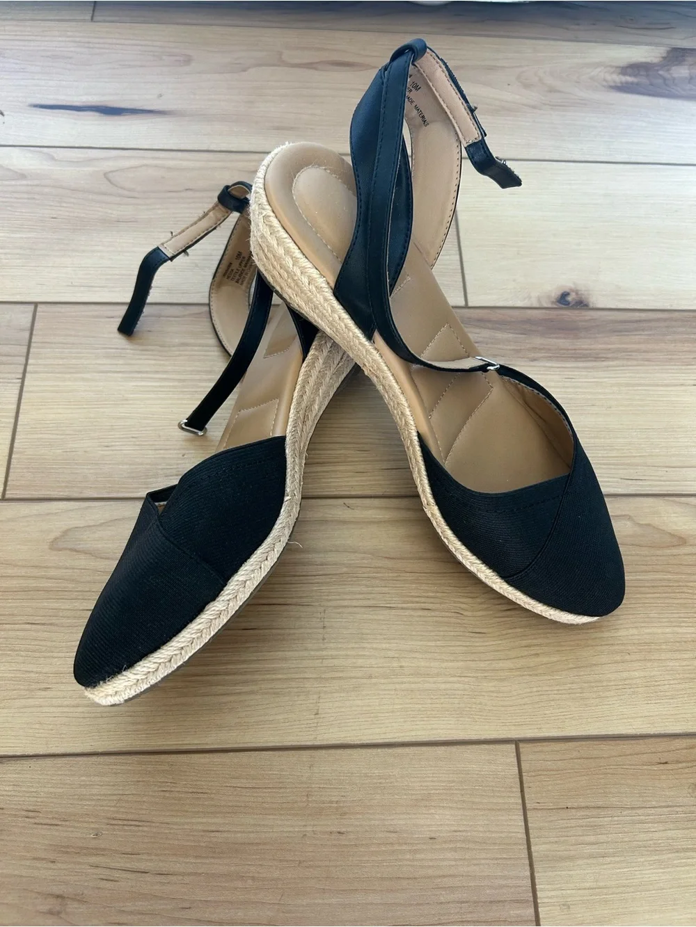 Women’s Black Espadrille Slingback Heels